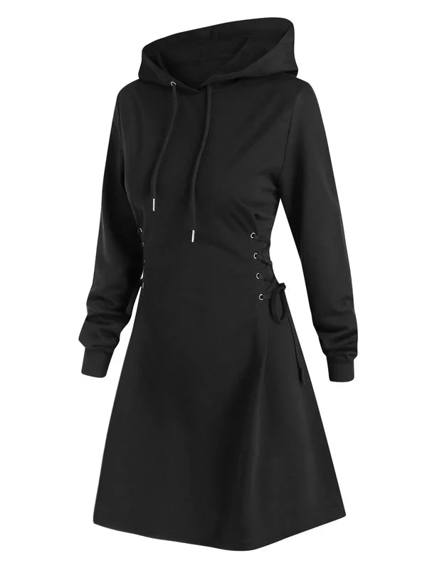 THICK THIGH TRIBE Lace-Up Hoodie Dress – Thick Thigh Tribe