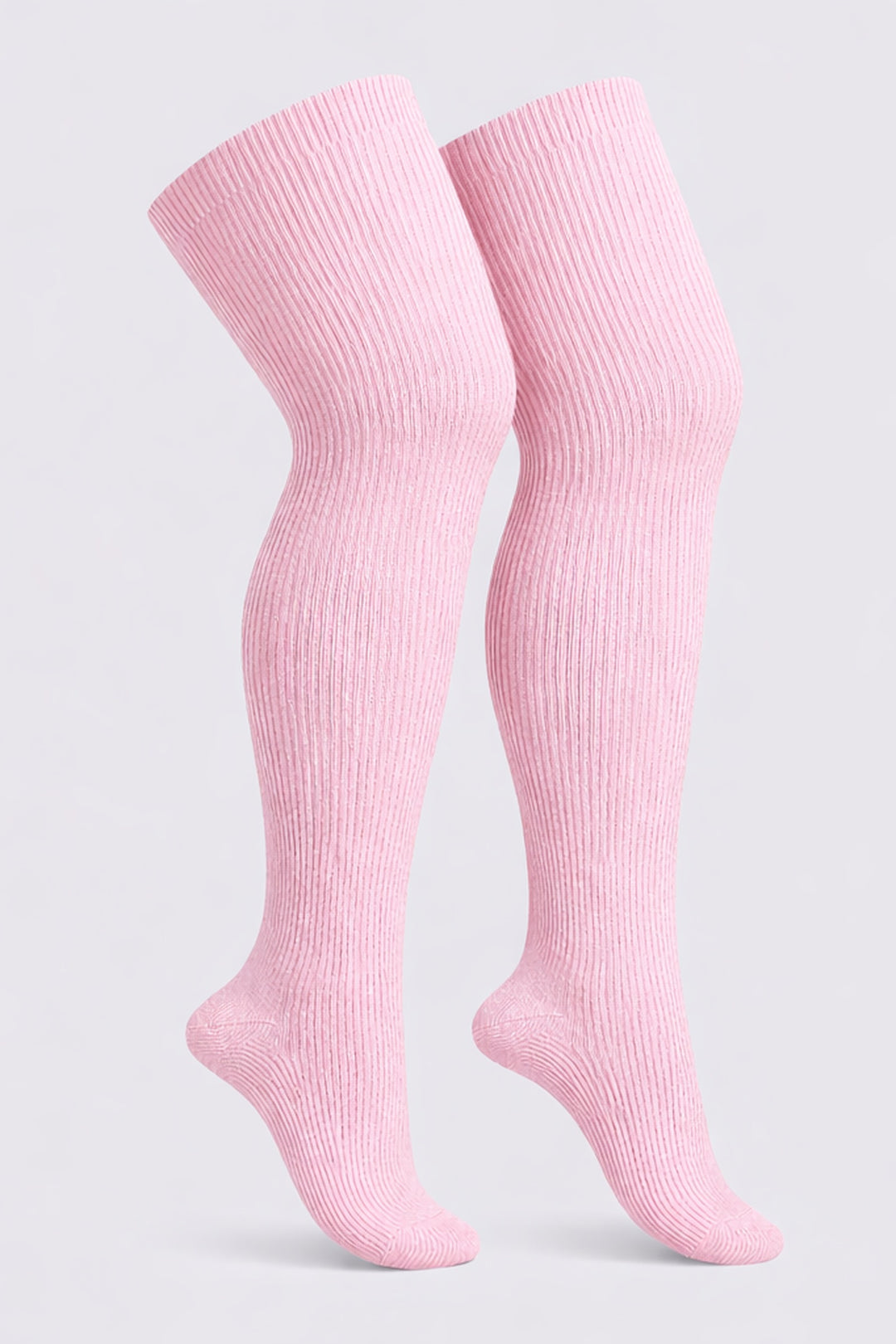 Plus size thigh high socks in solid bubblegum pink