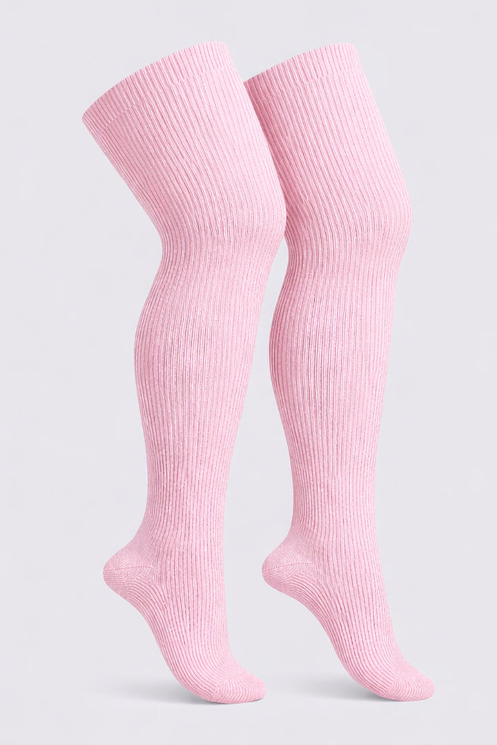 Plus size thigh high socks in solid bubblegum pink