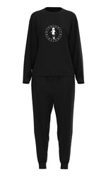 Long sleeve pajama set with printed pattern for sleepwear