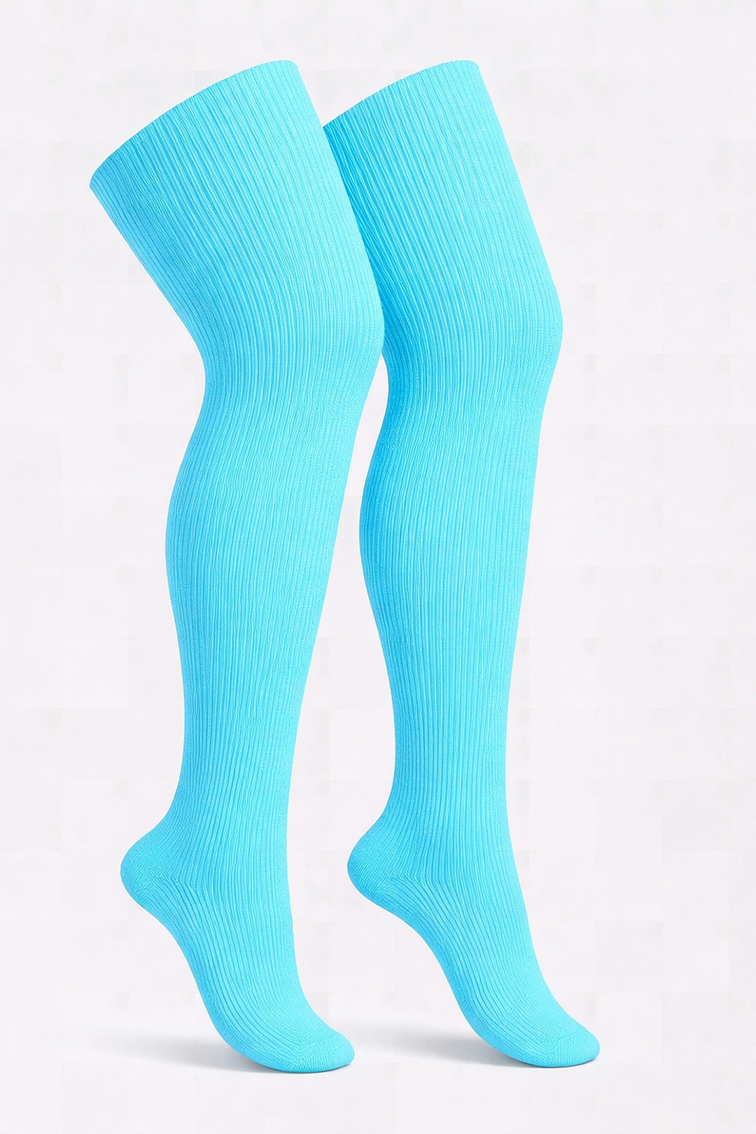 Plus size thigh high socks in solid electric blue