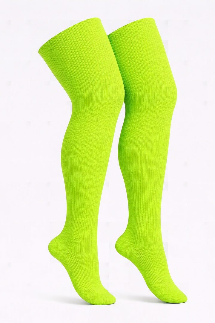 Solid lime green plus size thigh high socks