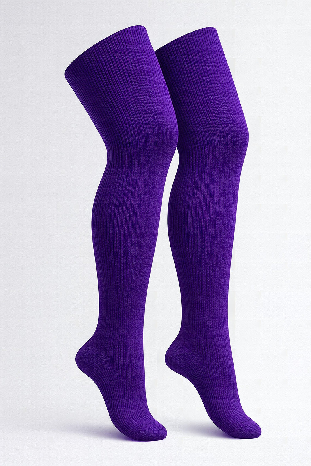 Plus size thigh high socks in solid amethyst purple