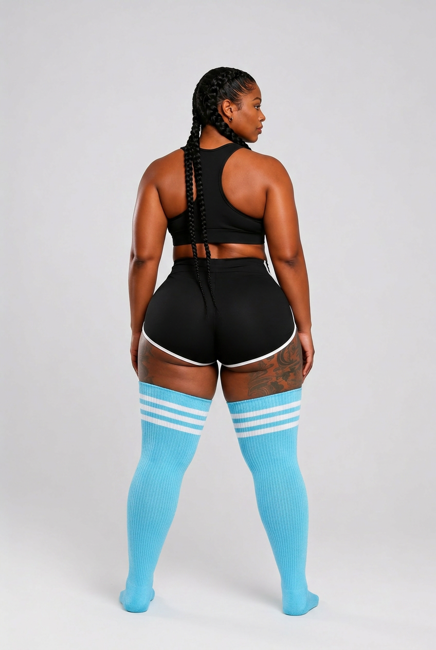 Lightning bolt print thigh high plus size socks