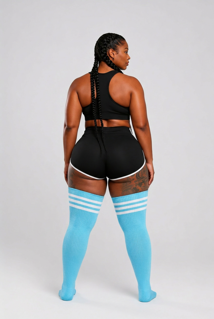 Lightning bolt print thigh high plus size socks