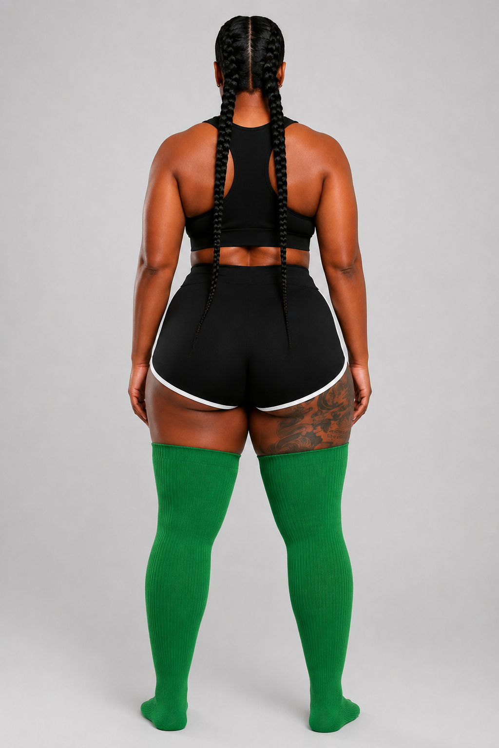 Emerald green plus size thigh high socks