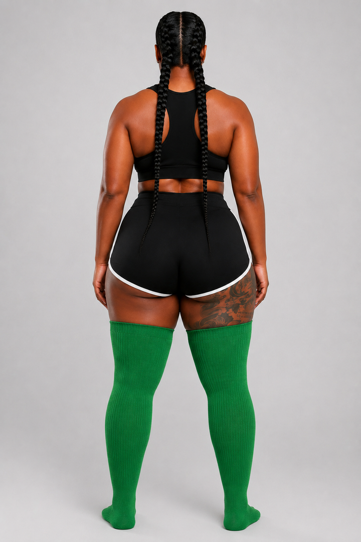 Emerald green plus size thigh high socks