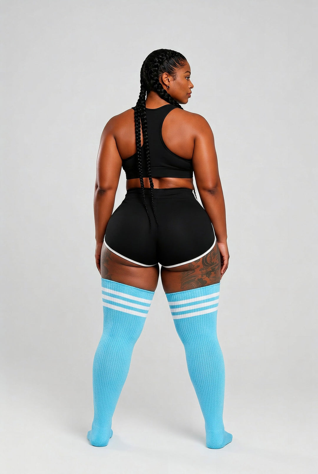 Lightning bolt print thigh high plus size socks
