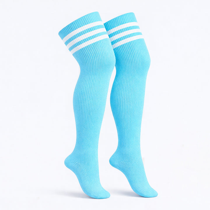 Plus size thigh high socks with lightning bolt pattern