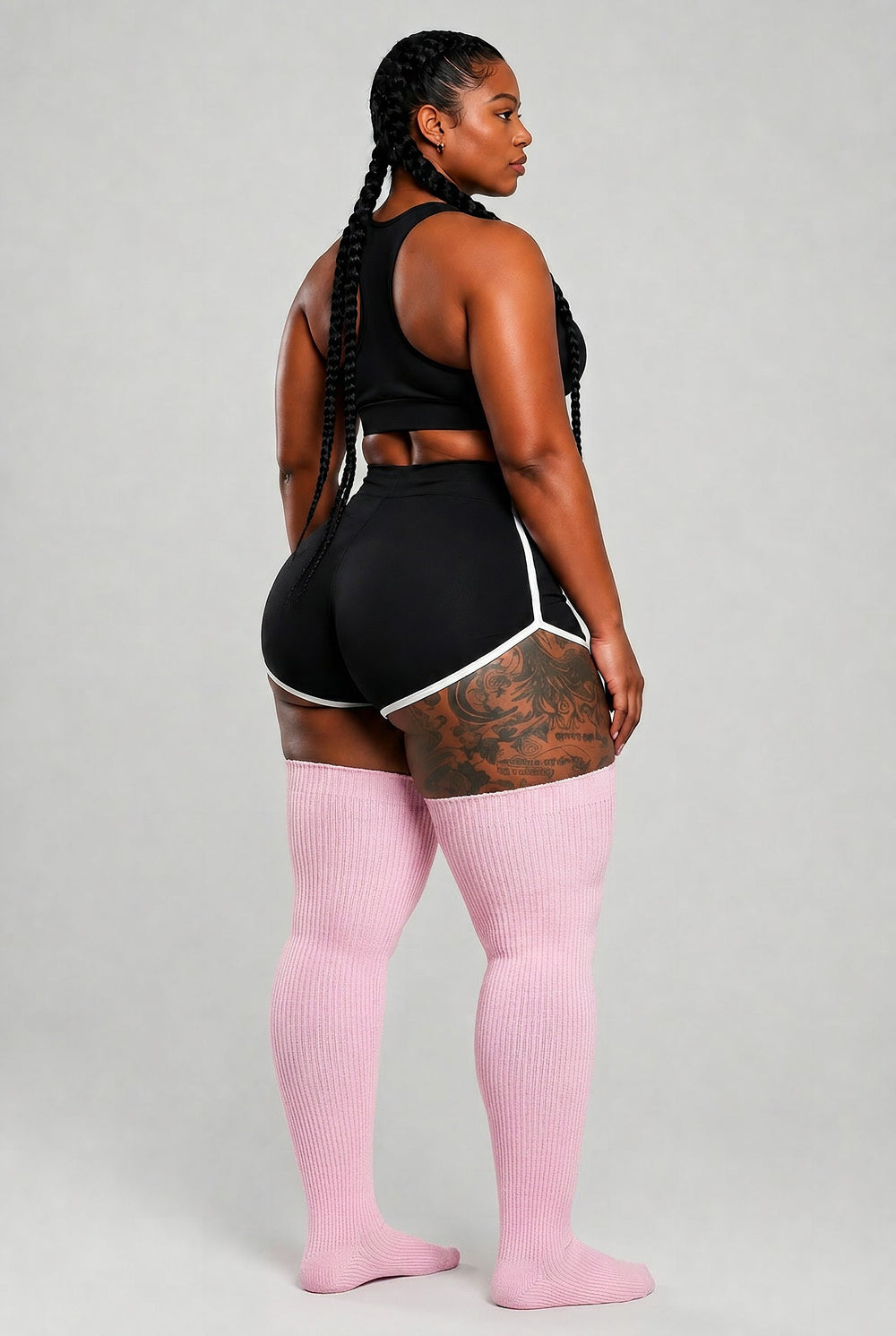 Plus size thigh high socks in solid bubblegum pink