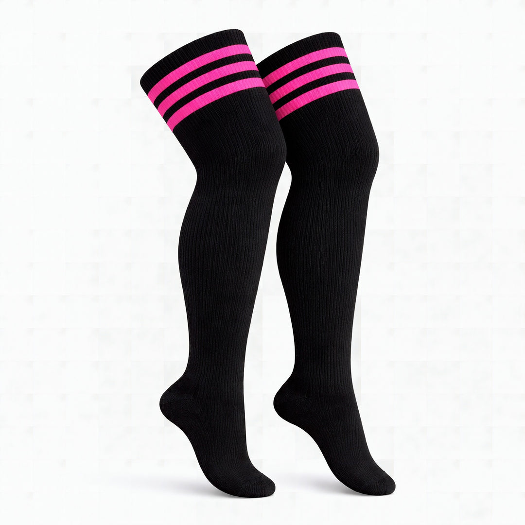 Hot pink streaked plus size thigh high socks