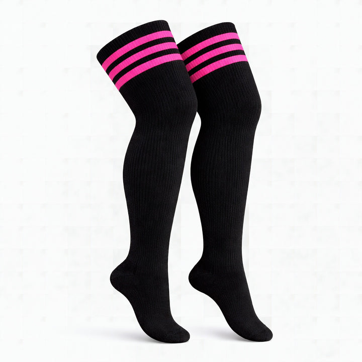 Hot pink streaked plus size thigh high socks