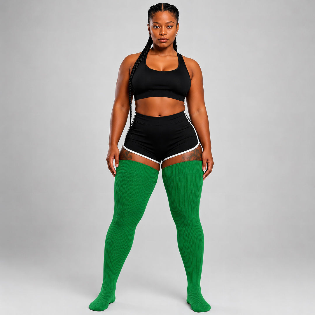 Emerald green thigh high plus size socks