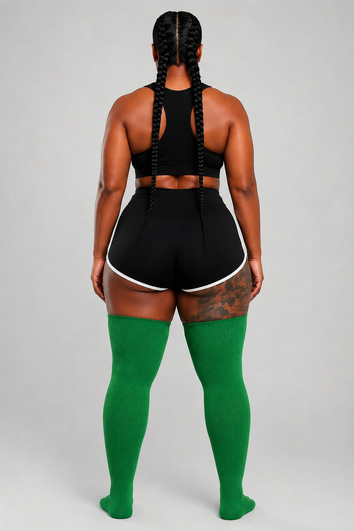 Emerald green plus size thigh high socks