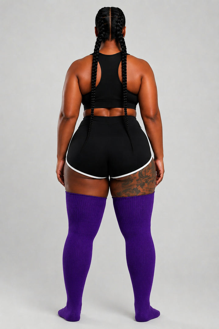 Purple amethyst plus size thigh high socks