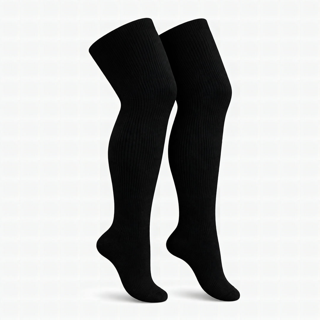 Black plus size thigh high socks
