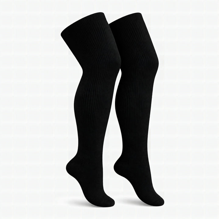 Black plus size thigh high socks