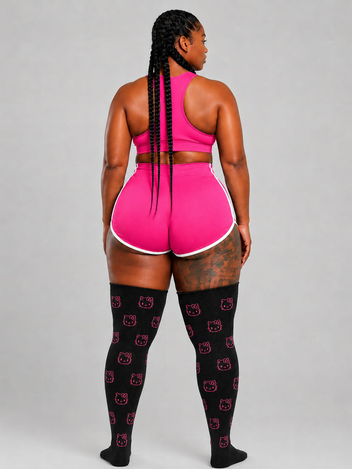 Phat Kitty plus-size thigh-high socks, back view