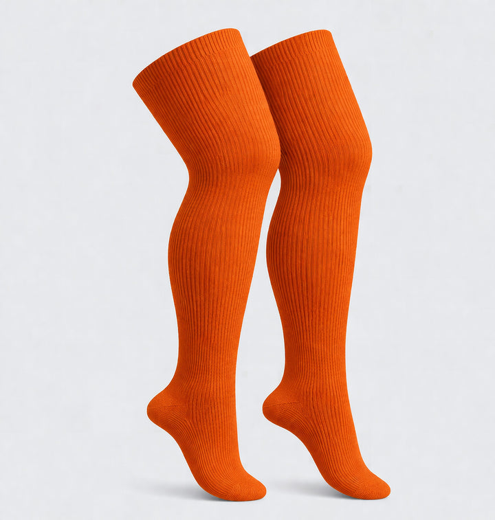 Orange pumpkin spice plus size thigh high socks