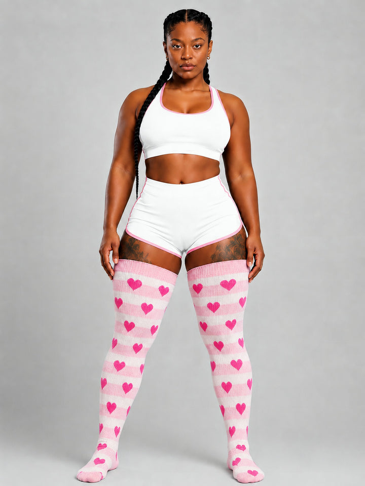 Sweetheart Stripe Graphic Thigh Highs