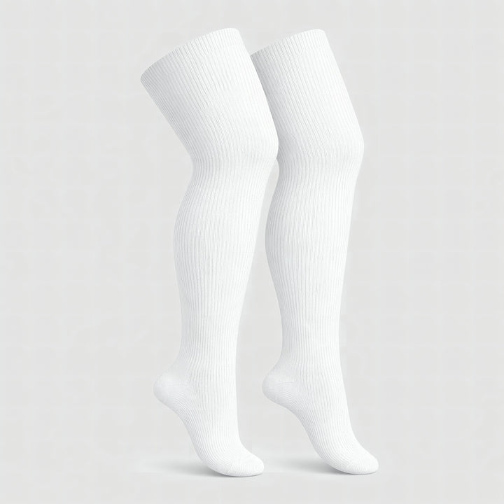 White plus size thigh high socks
