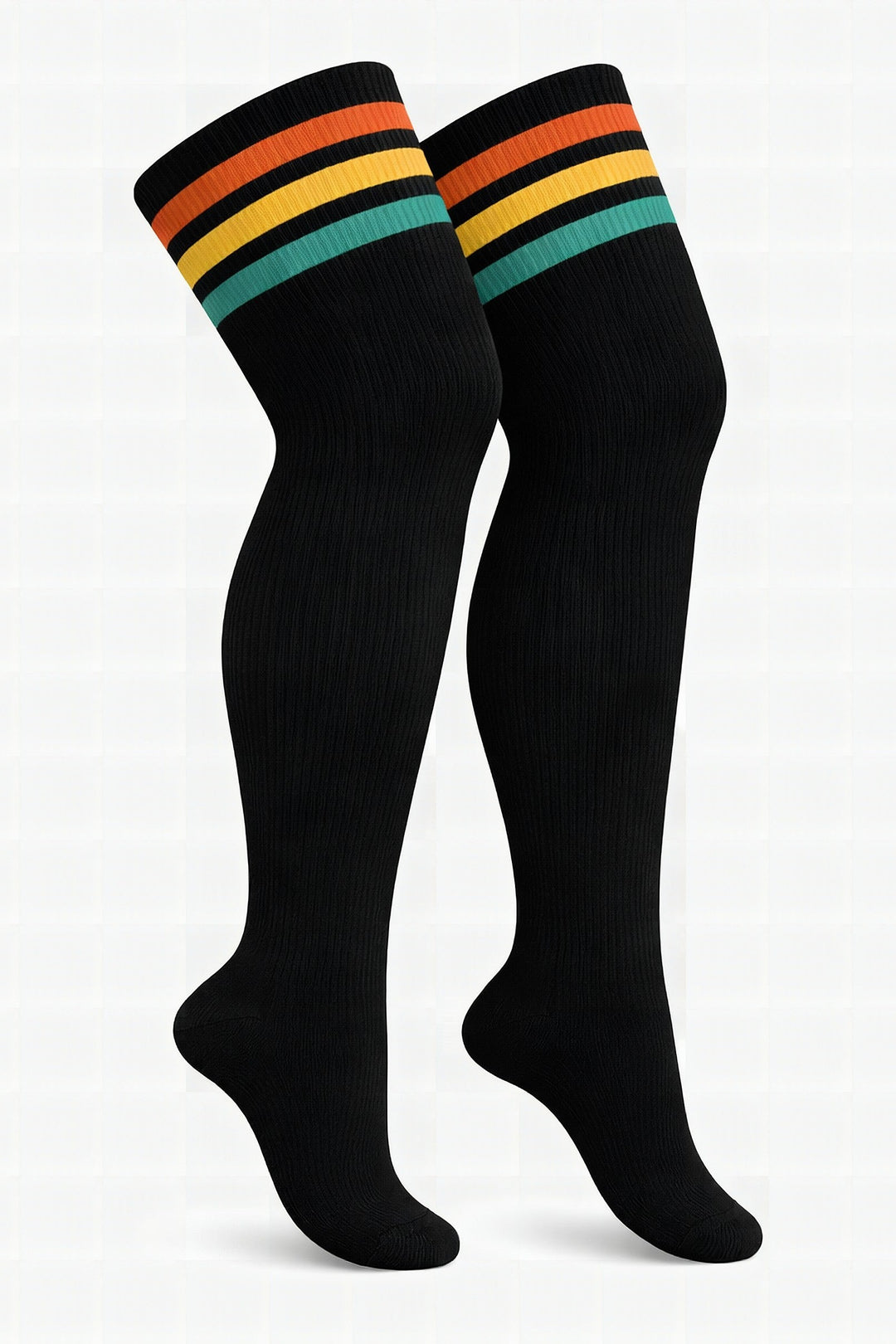 Plus size thigh high socks with heritage or cultural pattern design