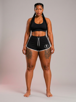 Black Performance Flex Shorts on model