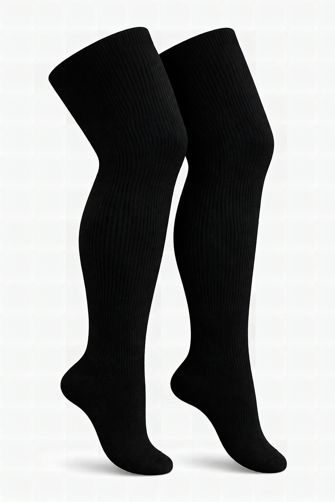 Solid black plus size thigh high socks
