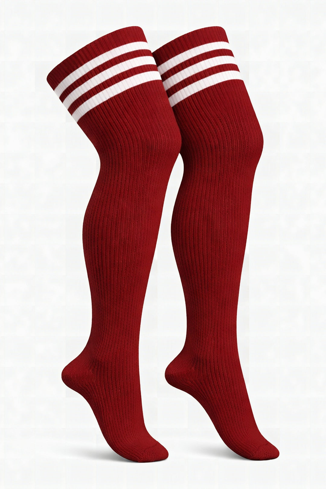 Solid crimson red plus size thigh high socks