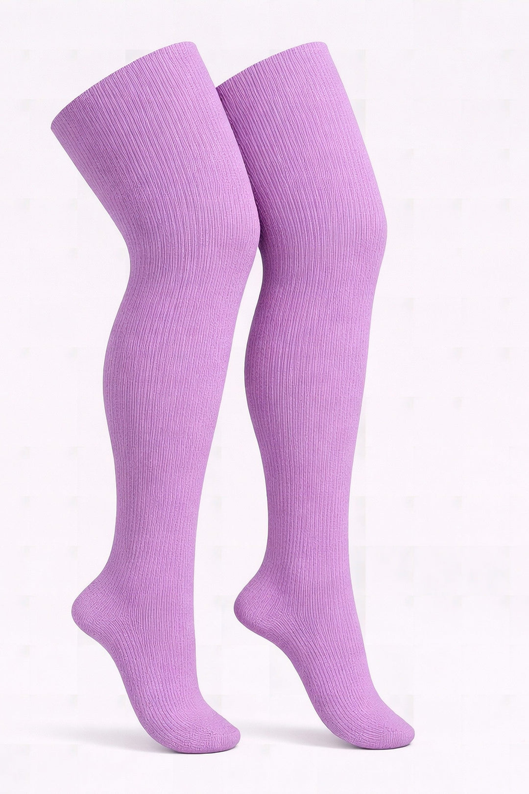 Plus size thigh high socks in soft lilac purple