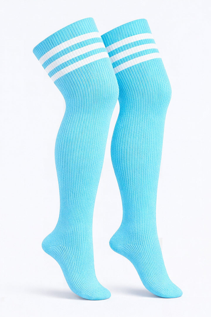 Plus size thigh high socks with lightning bolt print or graphic