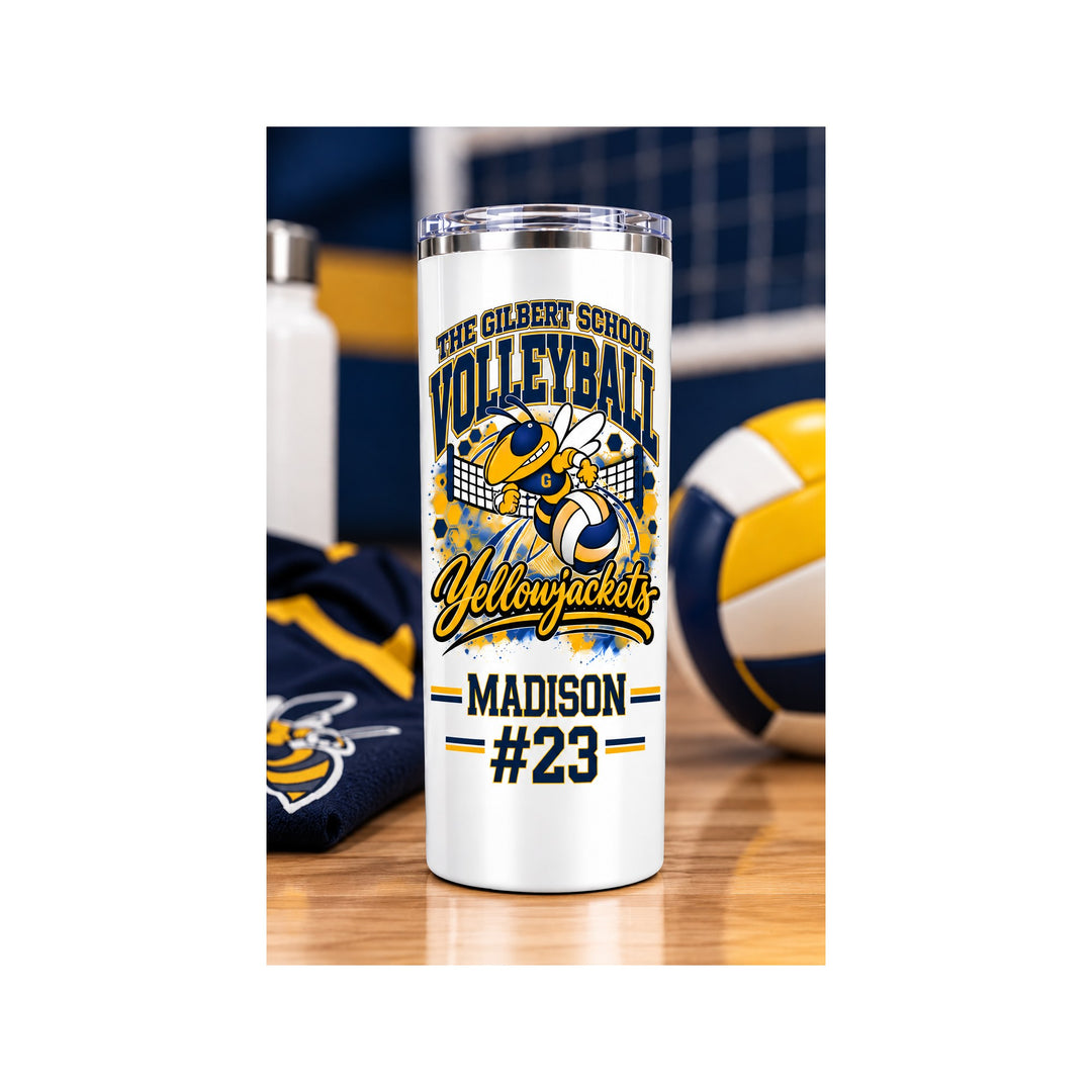 The Gilbert School Yellowjackets Volleyball personalized tumbler