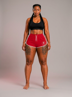 Red Performance Flex Shorts on model