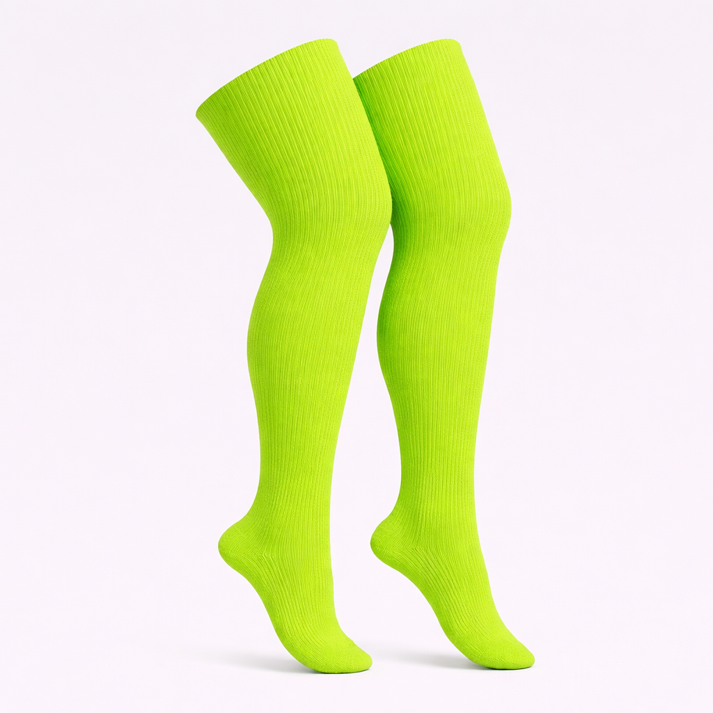 Lime green plus size thigh high socks