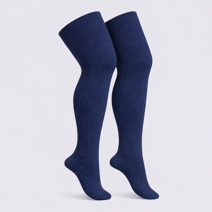 Navy blue plus size thigh high socks