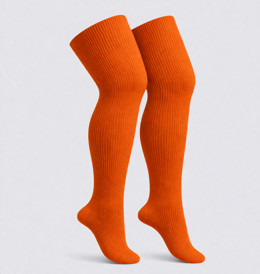 Orange pumpkin spice plus size thigh high socks