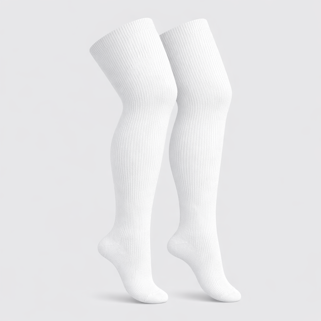 White plus size thigh high socks