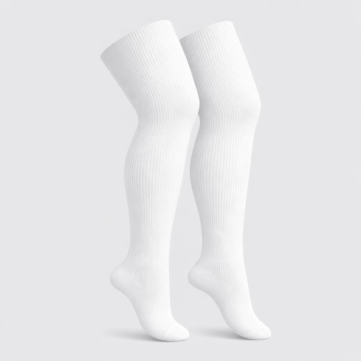White plus size thigh high socks