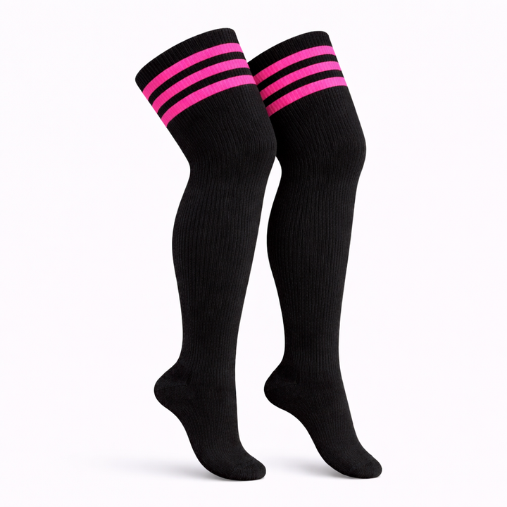 Hot pink streaked plus size thigh high socks