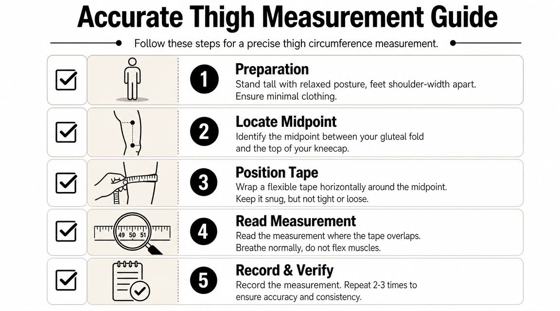 Accurate thigh measurement guide, five steps
