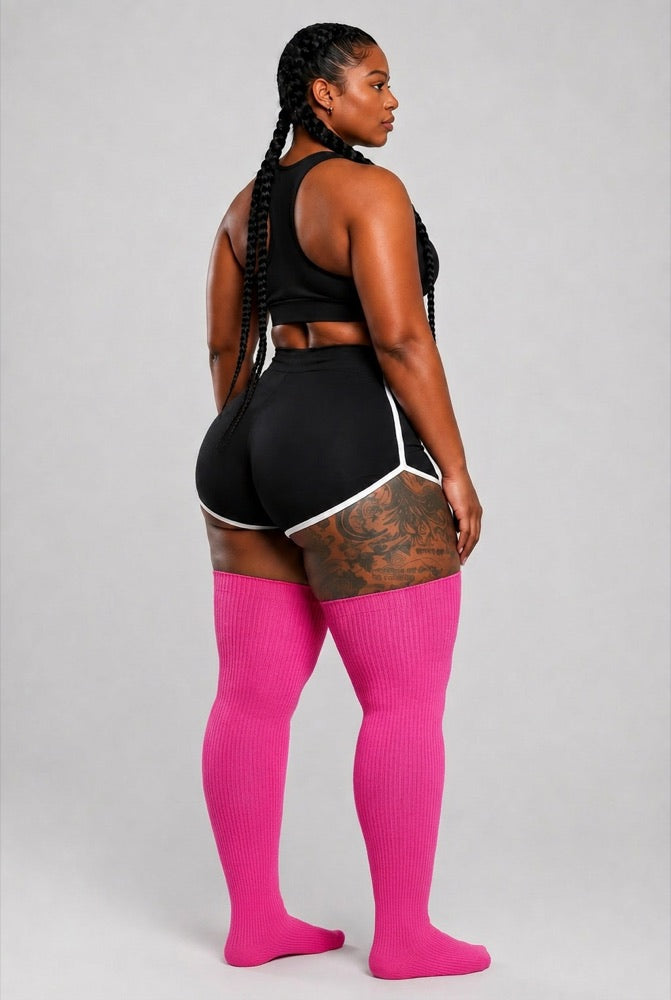 Solid color thigh-high socks